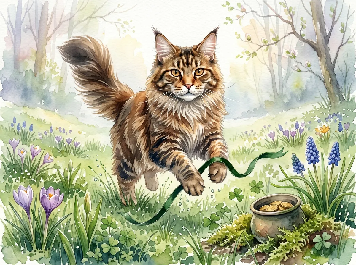Maine Coon watercolor calendar month 3